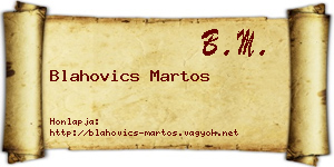 Blahovics Martos névjegykártya